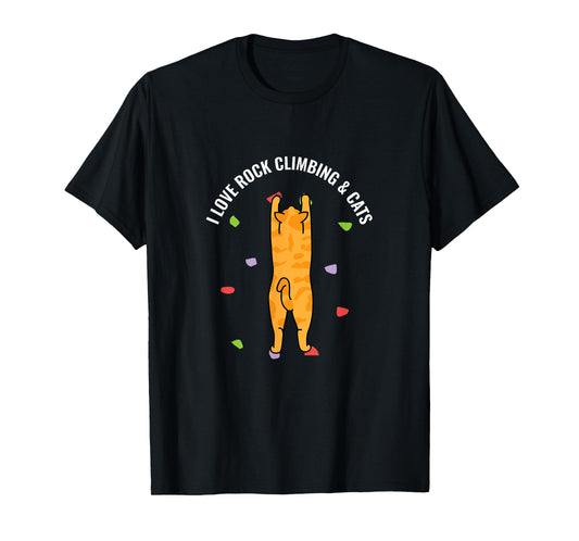 I Love Rock Climbing & Cats Cute Kitty Cat Feline Gift T-Shirt