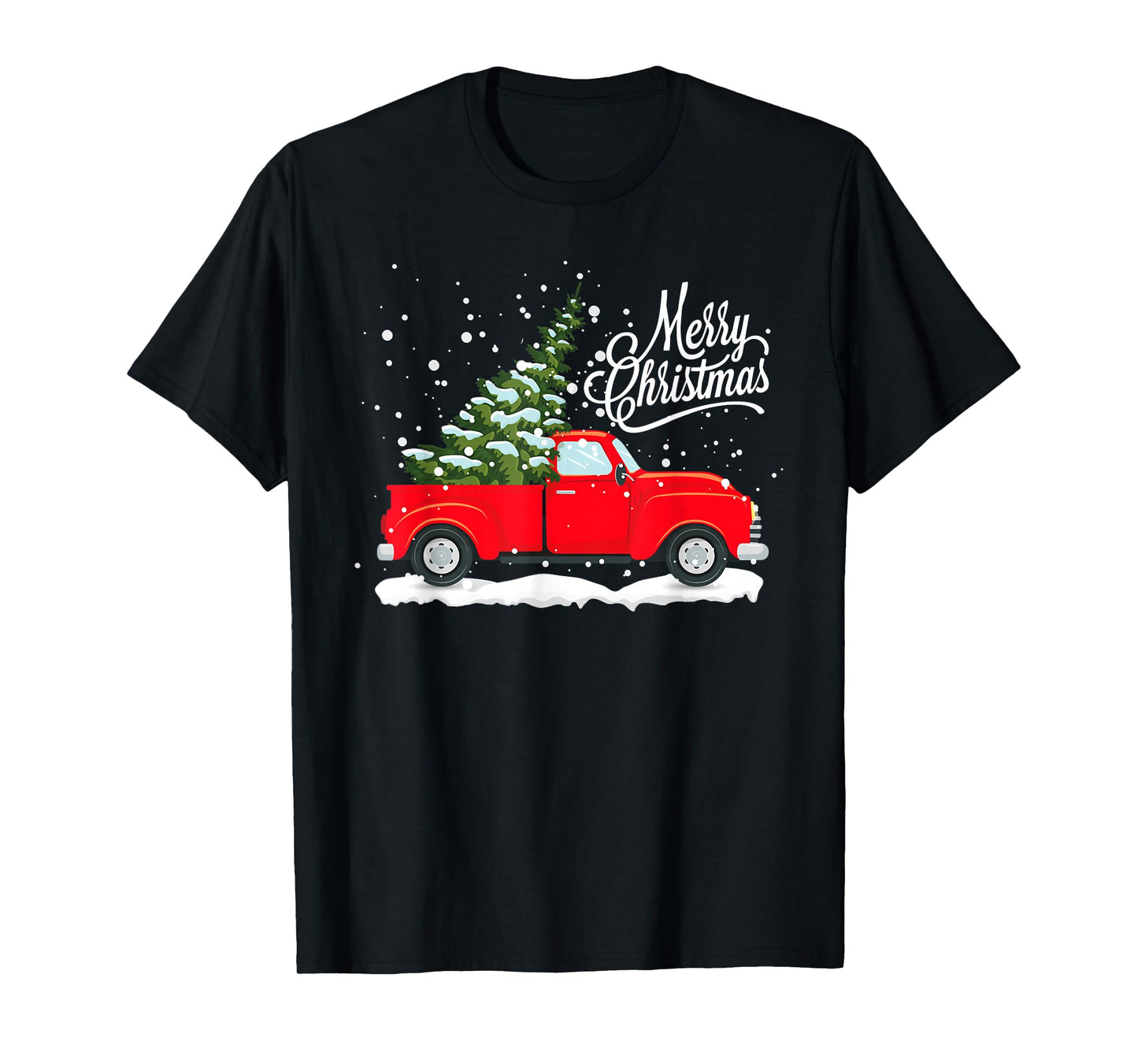 Vintage Red Truck Christmas Tree Pajama Family Xmas Party T-Shirt