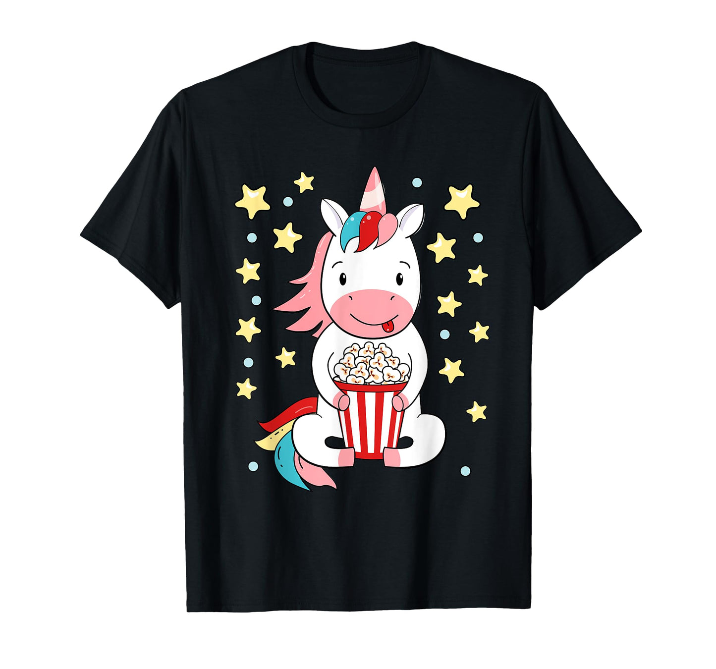 Kawaii Unicorn Popcorn For Movie Enthusiasts, Movie Night T-Shirt