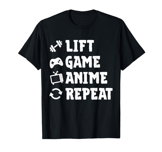Funny Gym Lift Game Anime Repeat Gaming Anime Lover Workout T-Shirt