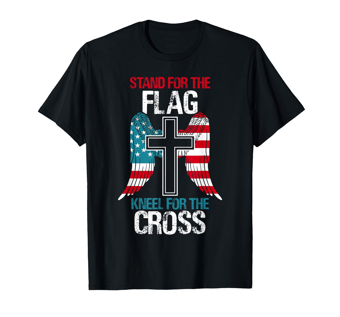 Stand For The Flag Kneel For The Cross USA Flag American T-Shirt