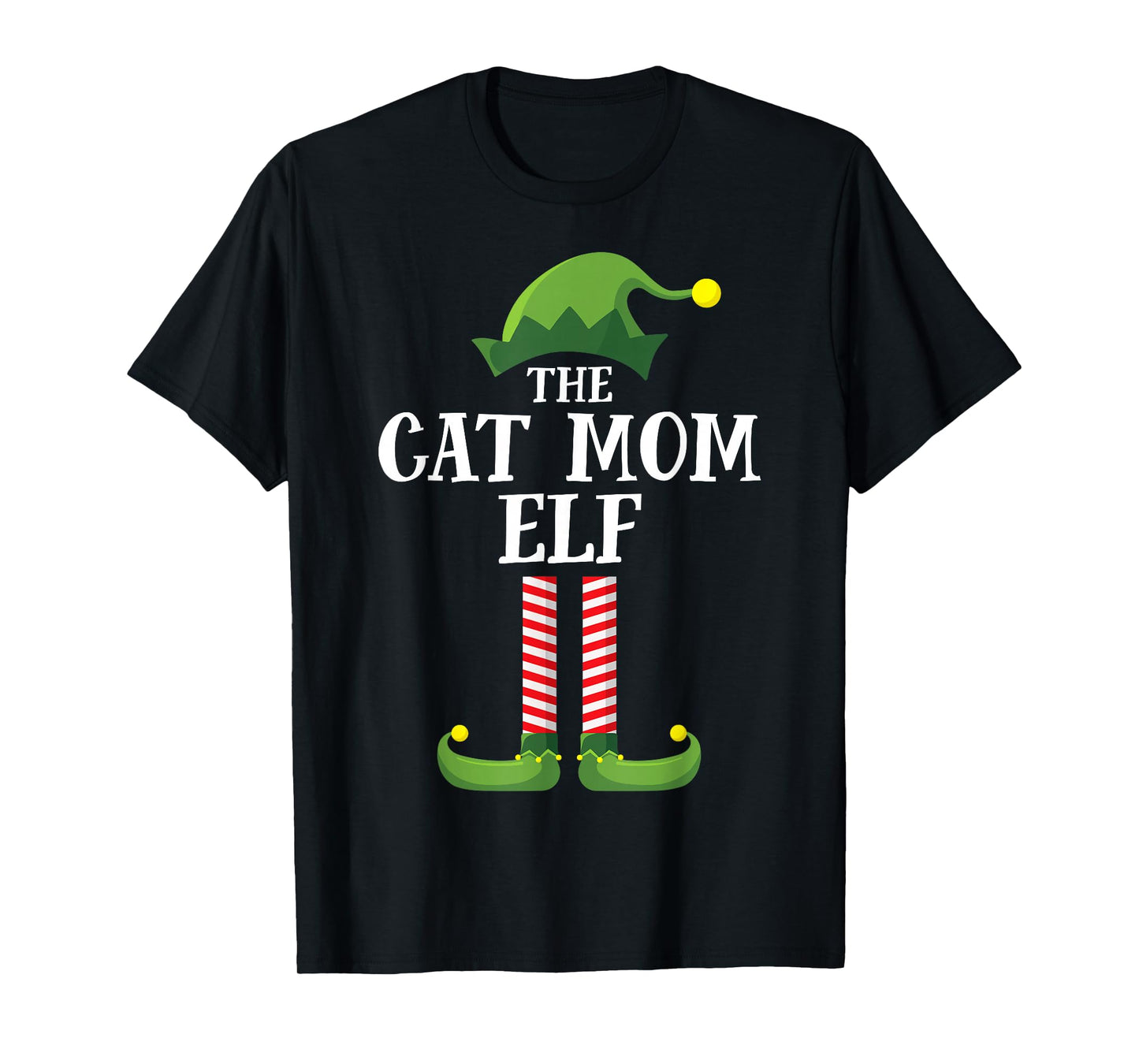 Cat Mom Elf Matching Family Group Christmas Party Pyjamas T-Shirt for Men Women Kids