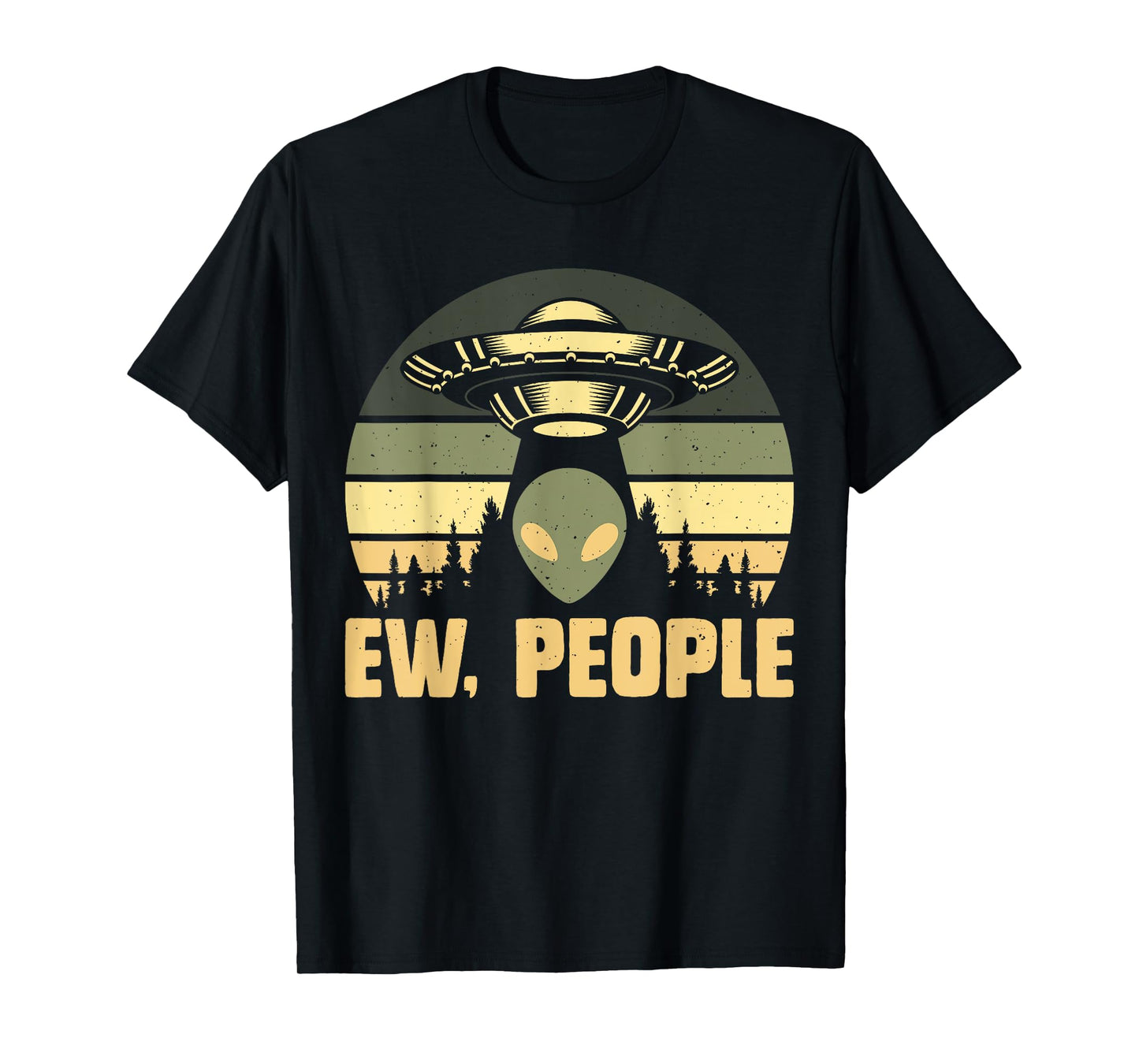 Funny Alien Gifts Extraterrestrial Aliens DAIMMER - Ew People - Ufo Alien T-Shirt, Flying Saucer - Black - Men's Unisex-Adults - Short Sleeve - Regular Fit - Small