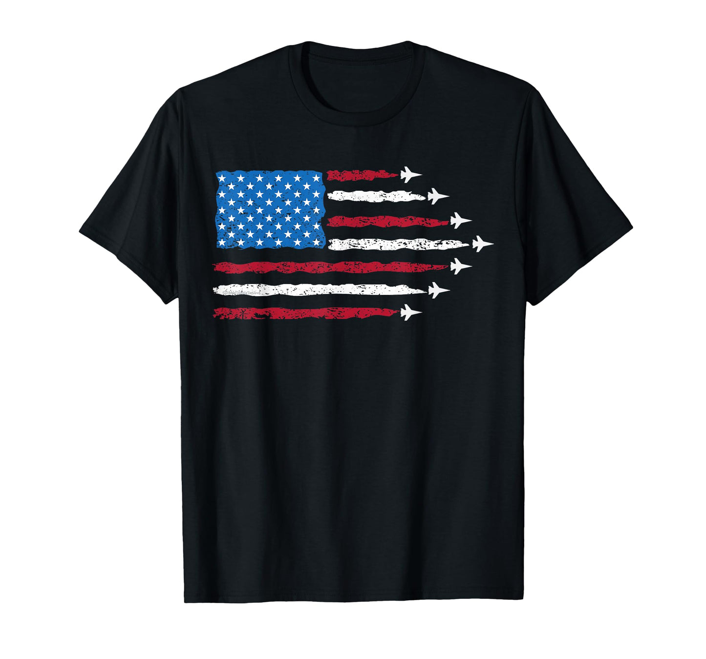 Patriotic Red White Blue USA Flag Fighter Jets 4th of July T-Shirt