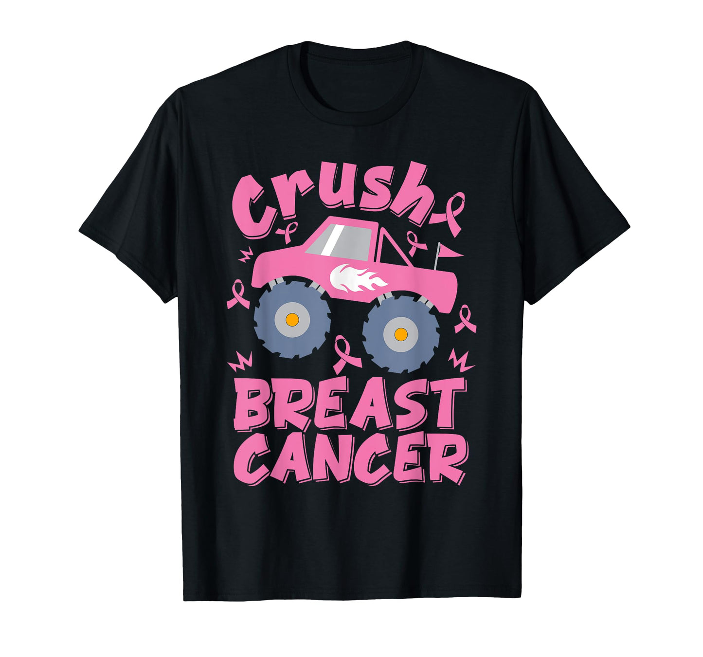 Crush Breast Cancer Monster Truck Kids Toddler Boys T-Shirt