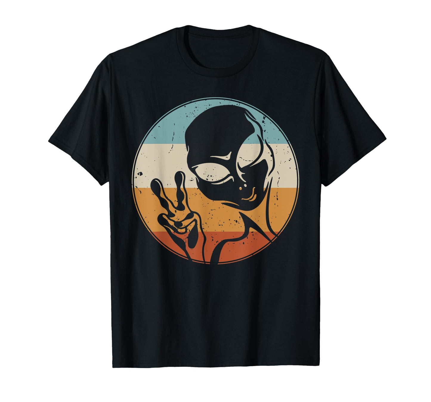 Retro Vintage Alien Peace Hand UFO Space Lovers T-Shirt