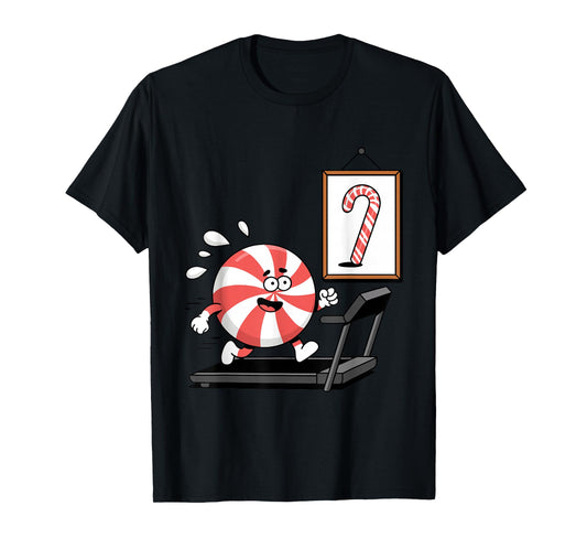 Funny Christmas Candy Cane Running Humor Jokes T-Shirt