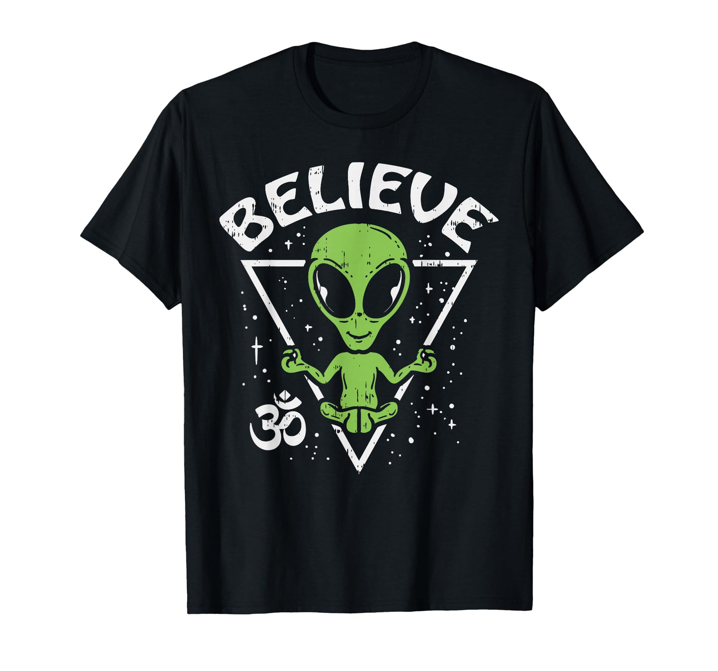 Meditating Alien Believe Zen Inner Peace ET Ufo Yoga Om T-Shirt