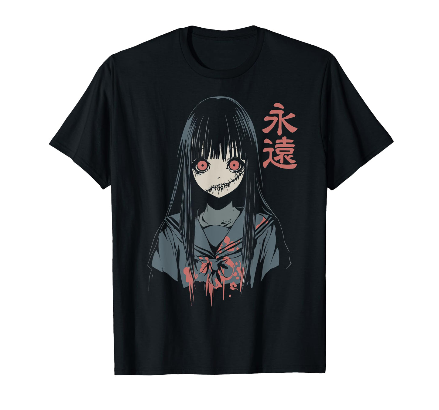 Anime Horror Girl Aesthetic Soft Grunge Waifu Japanese Girl T-Shirt