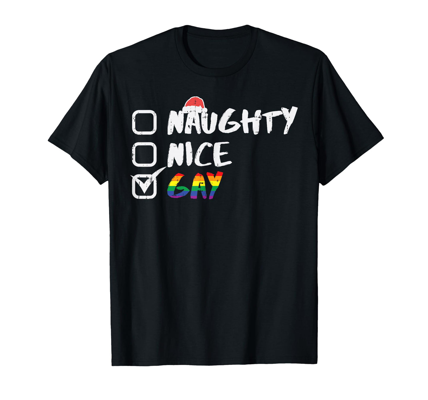 Naughty Nice Gay Rainbow Funny Gay Pride LGBT Christmas Gift T-Shirt