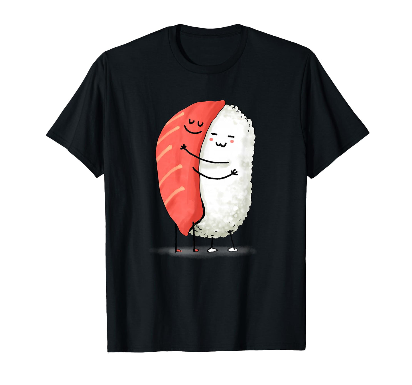 Wowsome! Unisex-Adults Sushi Lover T-Shirt - Black - Small - Short Sleeve - Japanese Anime Sushi Hug Design