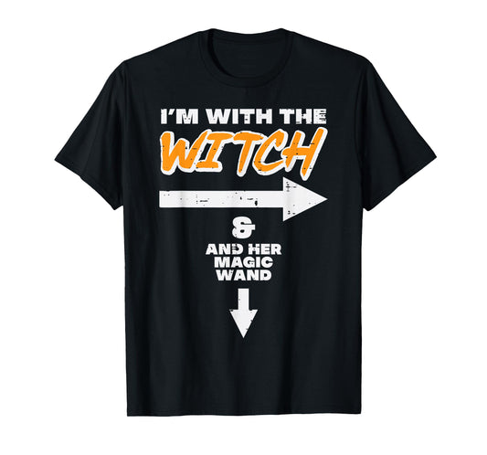 Halloween Im with Witch Magic Wand Funny Match Costume Men T-Shirt