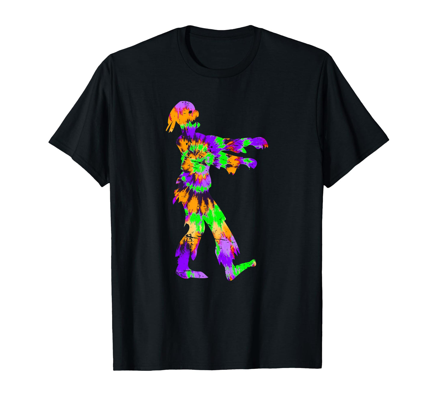 Tie Dye Halloween Zombie - Horror Art Orange Purple Green T-Shirt