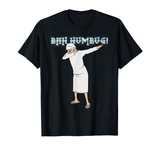 Charles Dickens Literature Gifts Unisex-Adults Black Cotton Short Sleeve Classic Fit T-Shirt Fun Christmas Carol Dabbing Scrooge Nightgown Bah Humbug T-Shirt