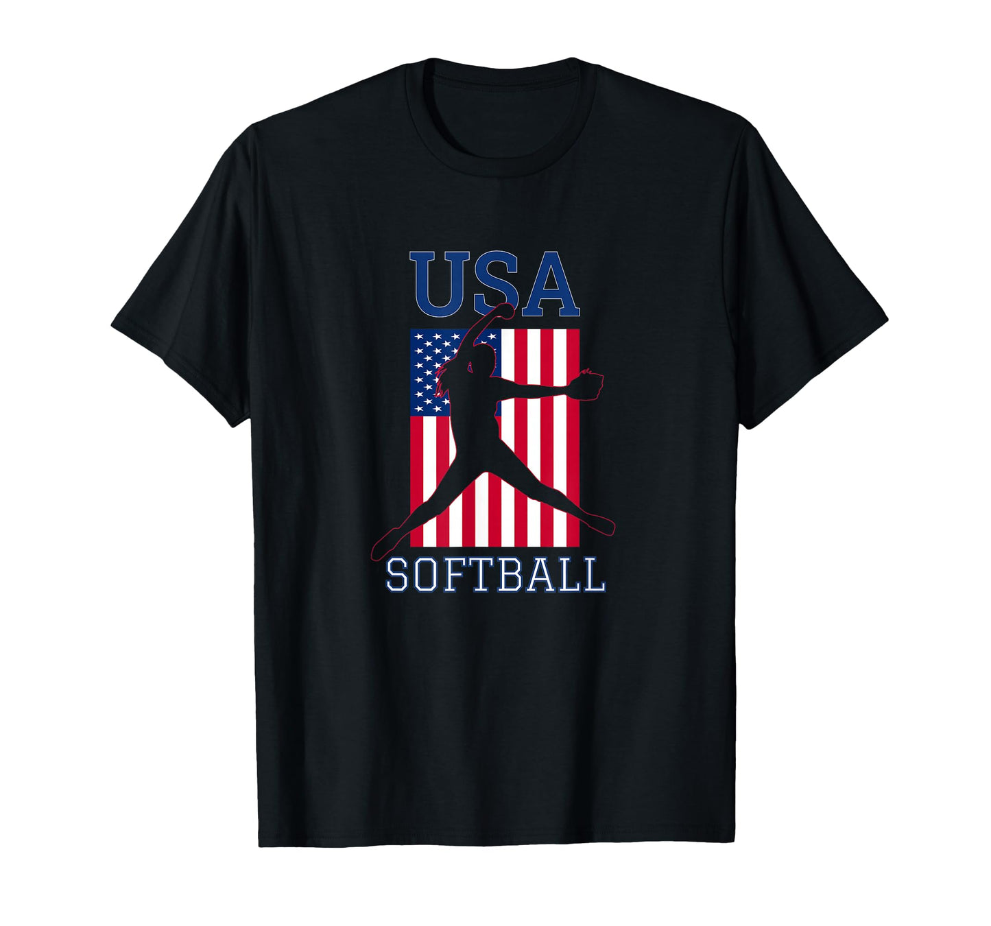 USA Womens Team Sports American Flag Girls Softball Pitcher T-Shirt