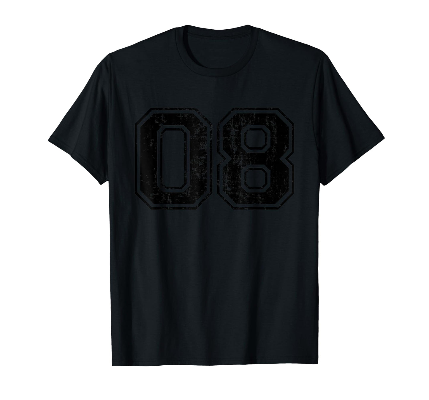 Number 08 Varsity Distressed Vintage Sport Team Player's T-Shirt