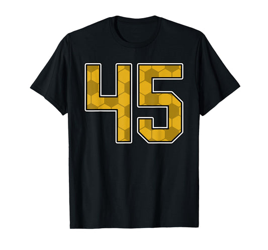 Gold Soccer Pattern Number 45 Jersey Player Uniform #45 T-Shirt