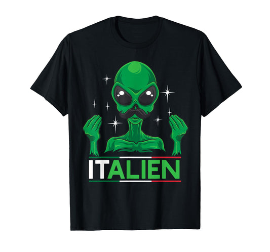 Funny Italian Alien Pun Italy Hand Gesture T-Shirt