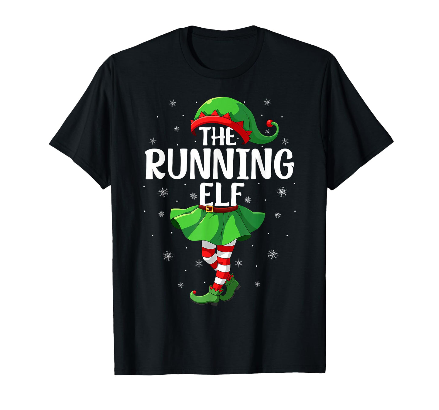 Running Elf Christmas Girls Women Elf Squad Xmas Family T-Shirt