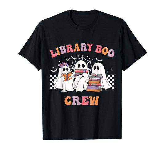 Library Boo Crew Book Lovers Funny Halloween Library Ghost T-Shirt