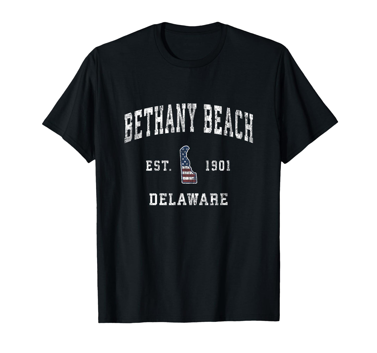 Bethany Beach Delaware DE Vintage American Flag Design T-Shirt