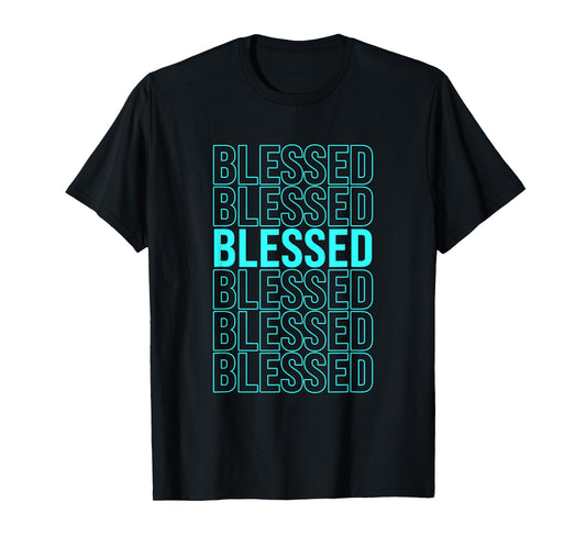 Turquoise Blessed Turquoise Color Graphic T-Shirt