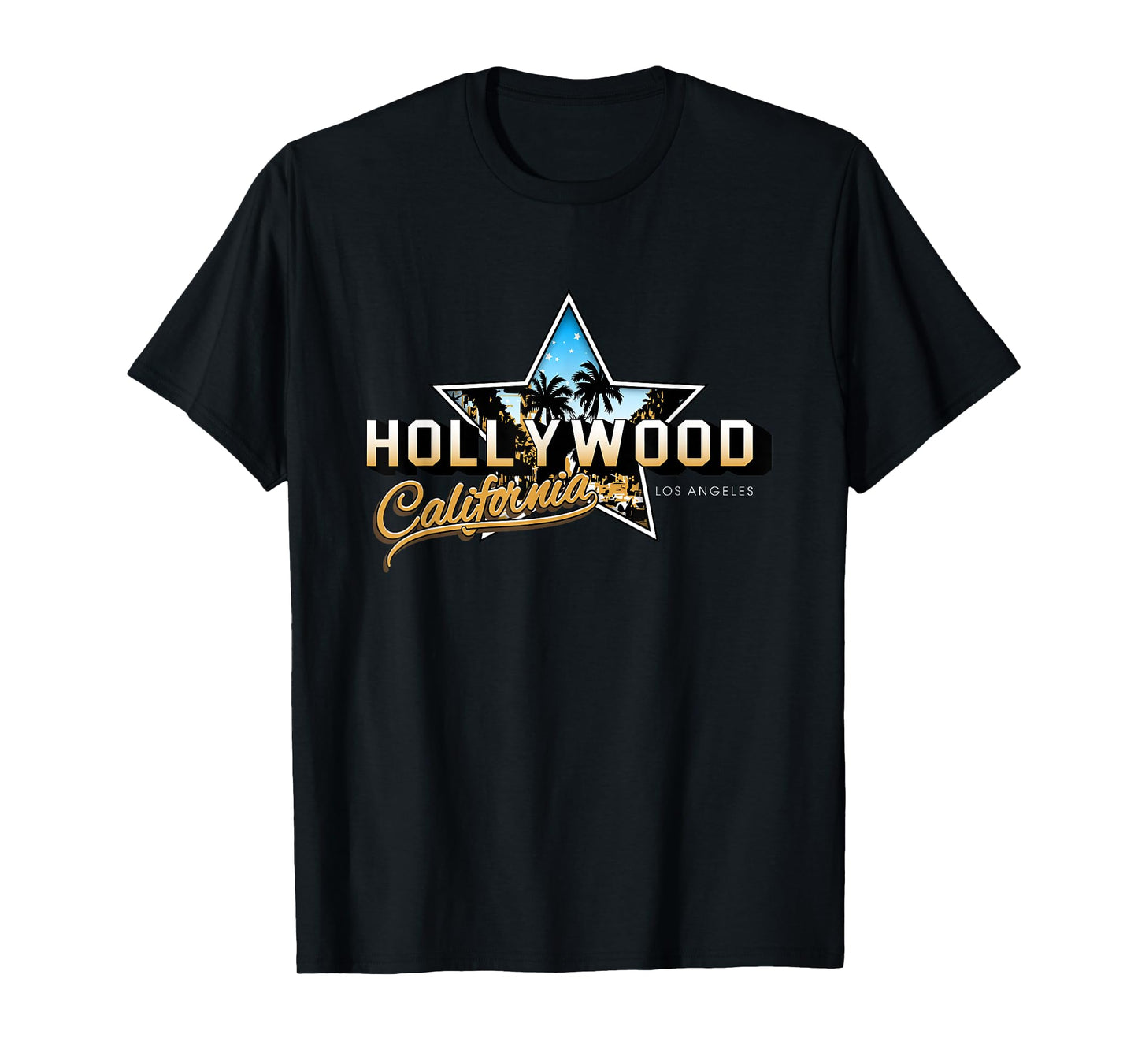 Cool Hollywood Los Angeles California Stars Novelty Graphic T-Shirt