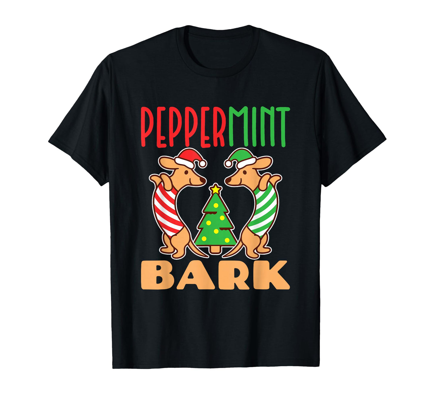 Peppermint Bark Christmas Doxie Dachshund Dog Pun Xmas T-Shirt