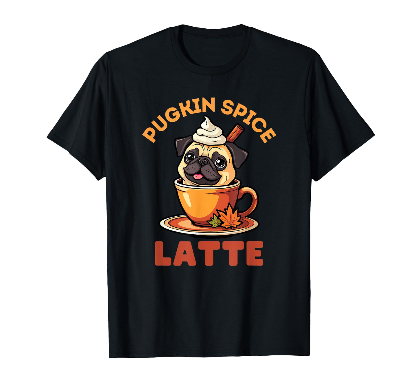 Pugkin Spice Latte Funny Fall Cute Pug Halloween T-Shirt