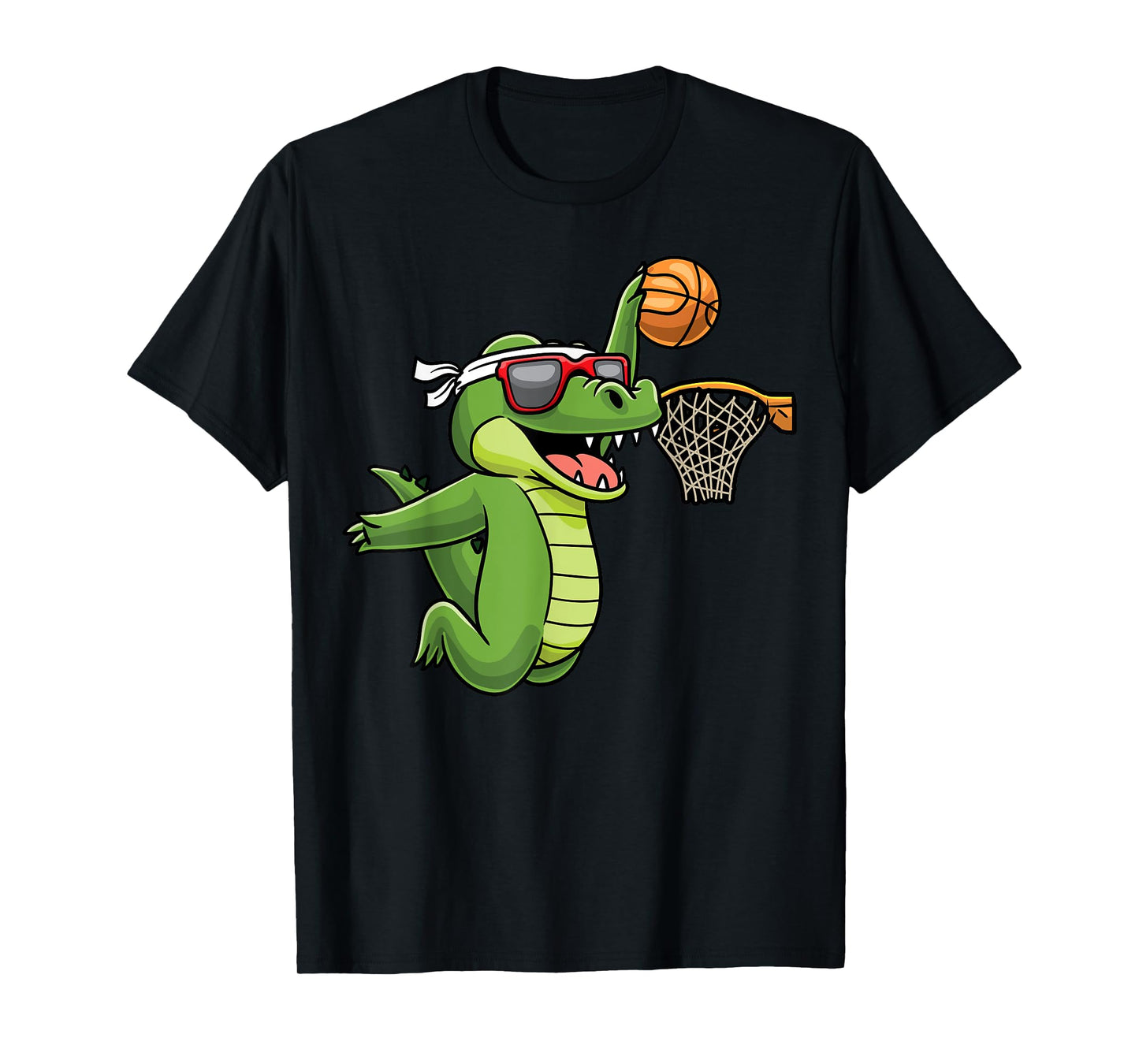 Crocodile Playing Basketball Alligator Basketball Player T-Shirt