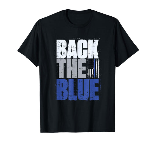 Back The Blue Thin Blue Line Flag Patriotic Police T-Shirt