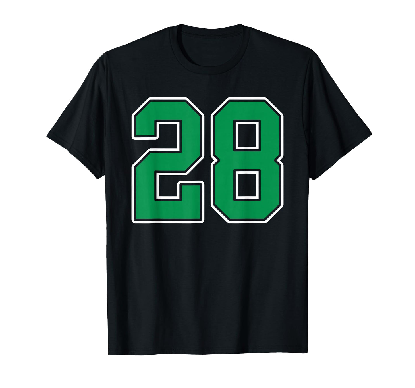 Kelly Green White Number 28 Jersey Player Uniform #28 T-Shirt