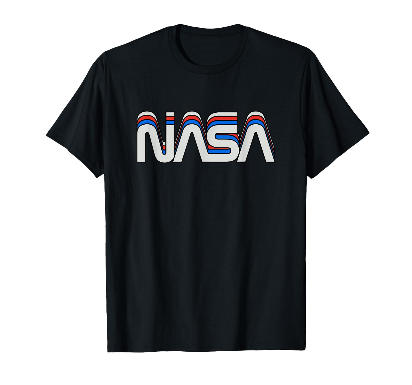 NASA Shirts and Gifts for space geeks and nerds 70s 80s Retro Vintage NASA Worm Logo T-Shirt Unisex-Adults, Unisex-Kids Black Medium