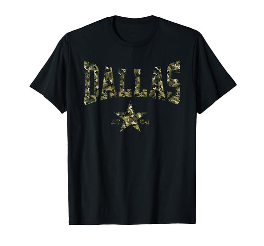 Camo Souvenir USA Star Dallas TX Texas Men Women T-Shirt