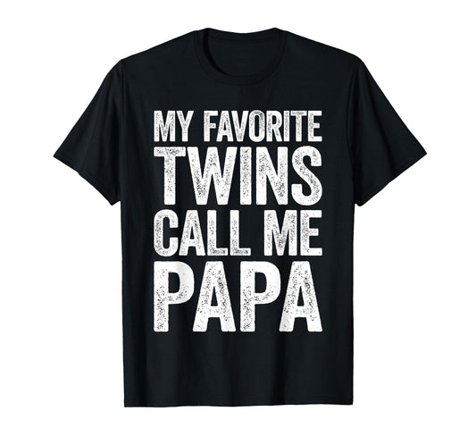My Favorite Twins Call Me Papa Shirt Men Grandpa Fathers Day T-Shirt