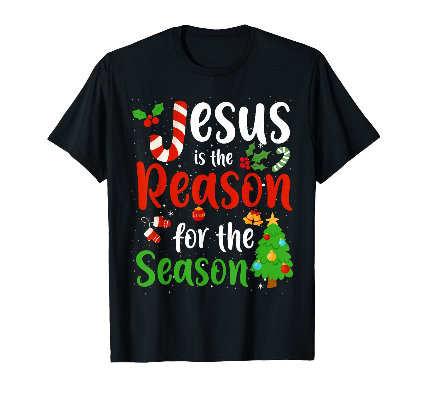 Jesus is the reason for the season Candy Cane Christmas Pjs T-Shirt
