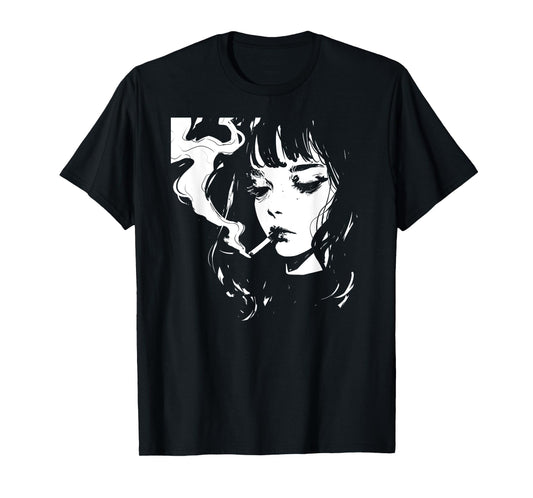 Soft Grunge Kawaii Anime Girl Smoking Waifu Otaku Japanese T-Shirt