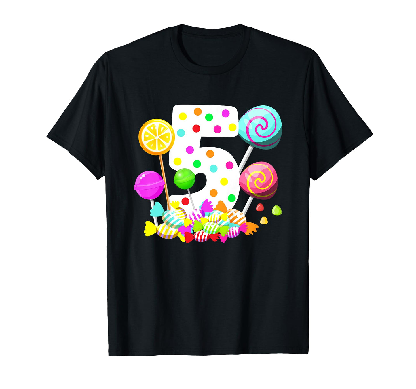 Kids 5th Candy Birthday Party Five Year Old Girl Candy T-Shirt