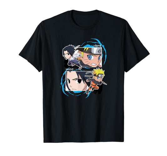 Naruto and Sasuke SD Fight Frames Anime T-Shirt