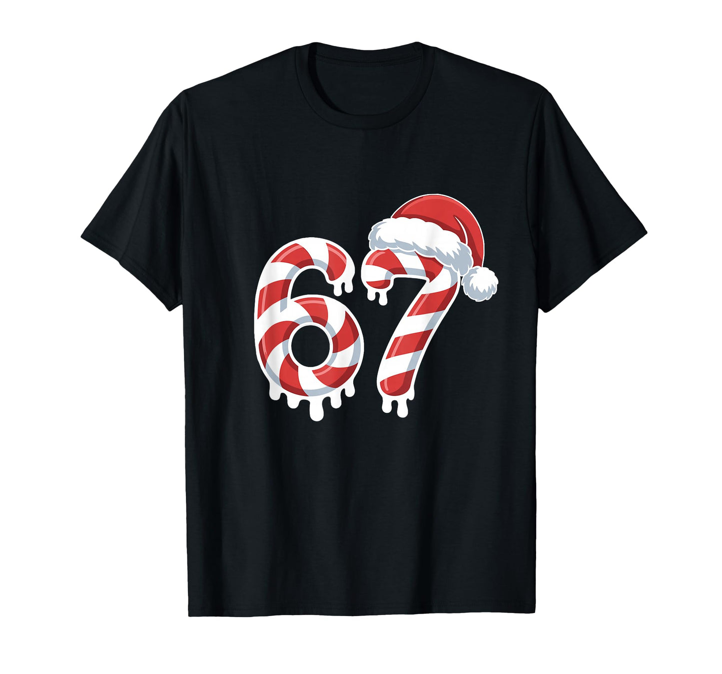 Melting Candy Cane Christmas 6 7 Meme Santa Hat Holiday T-Shirt