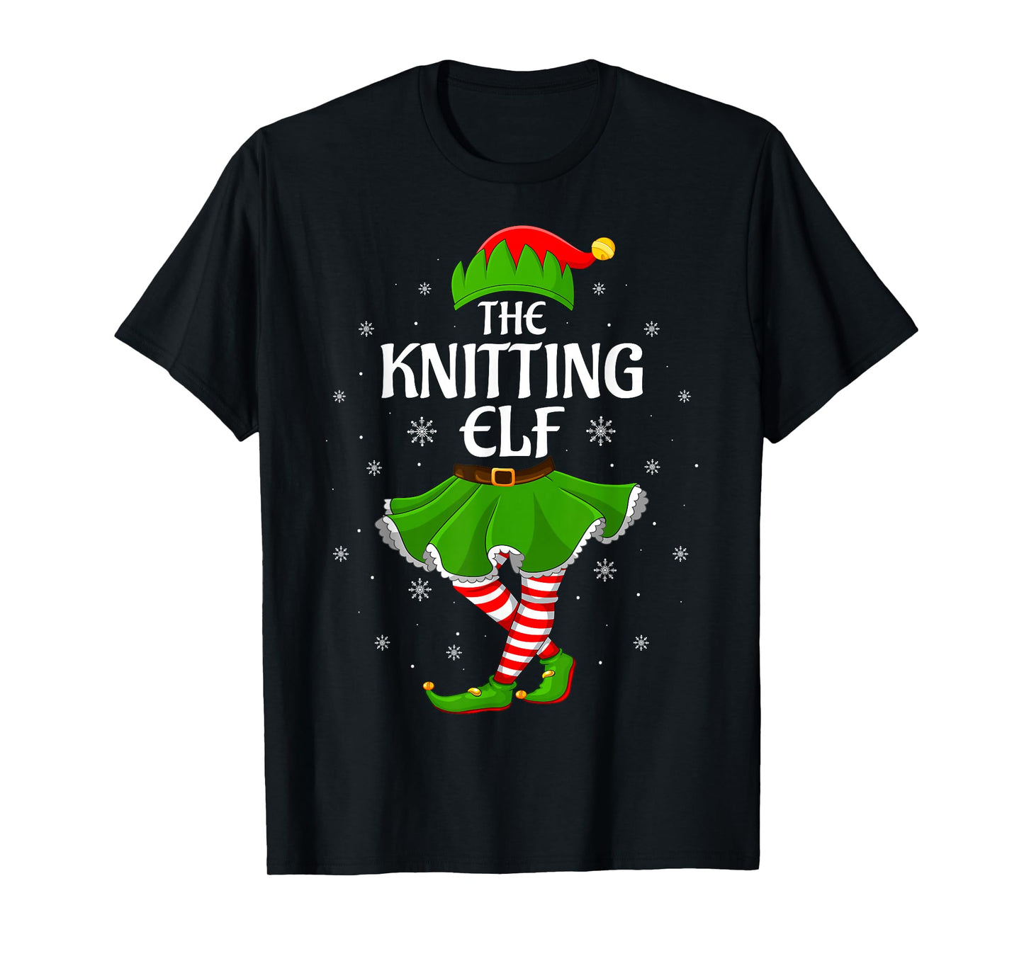 Knitting Elf Christmas Family Girls Women Elf Squad Xmas T-Shirt