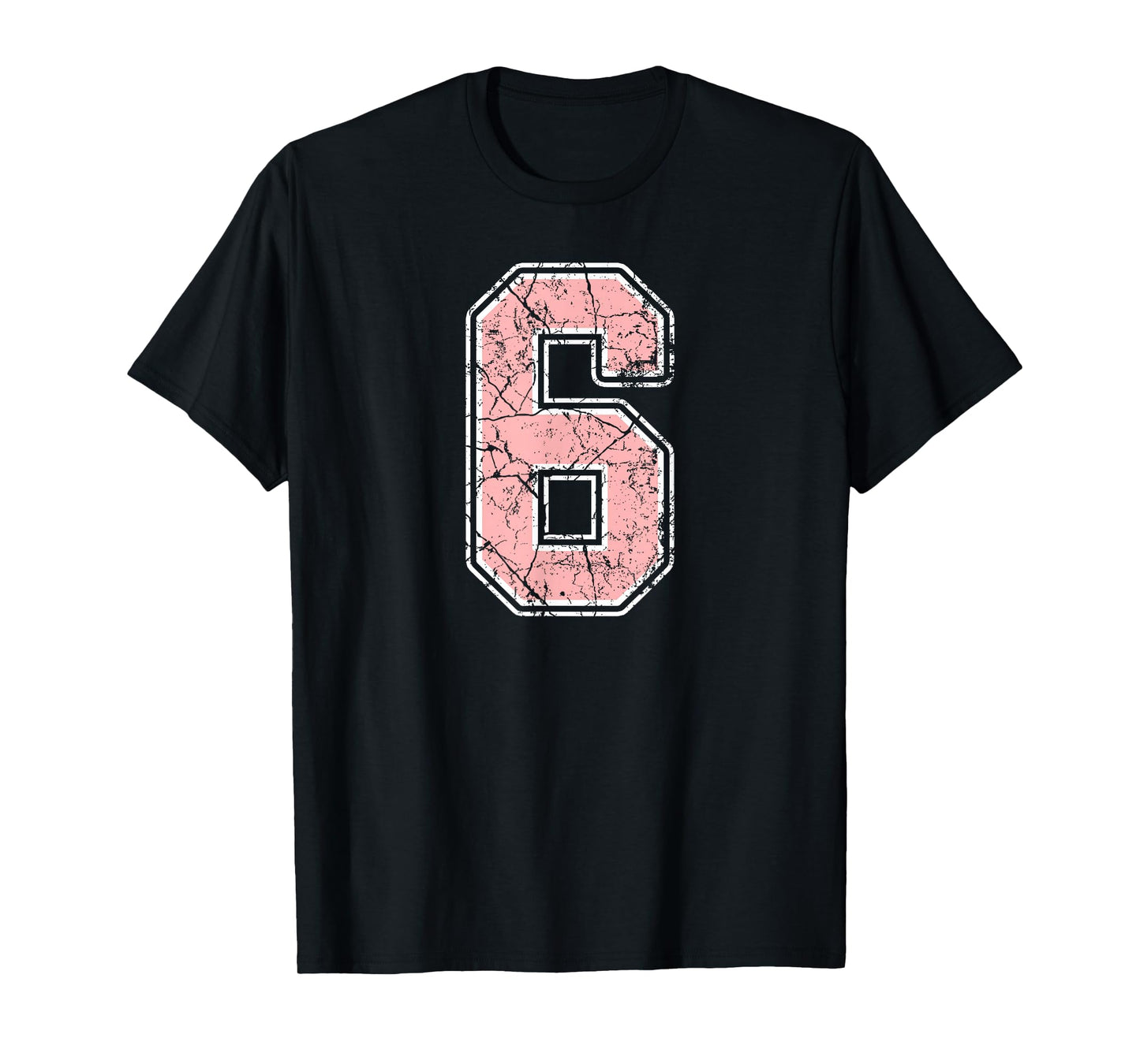 Pink and White Number 6 Jersey Player Uniform #6 Fan T-Shirt