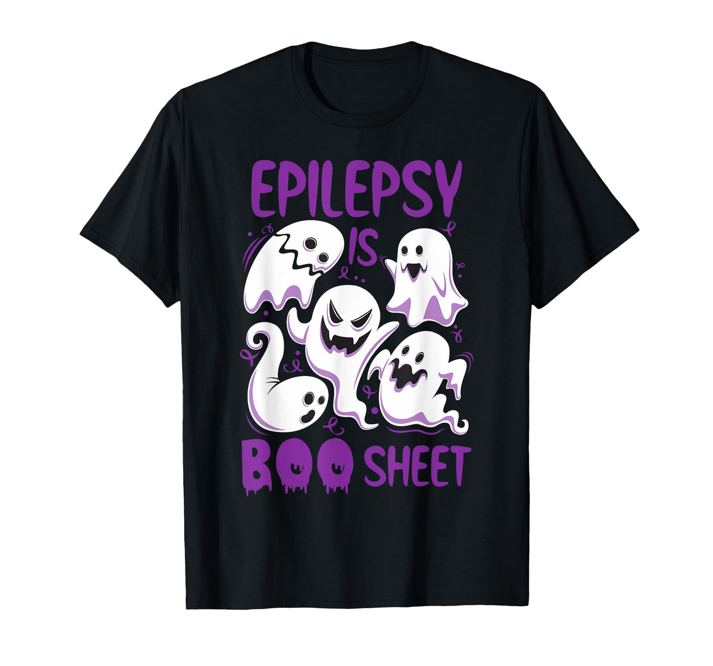 Epilepsy is Boo Sheet Purple Boos Funny Halloween Ghost T-Shirt