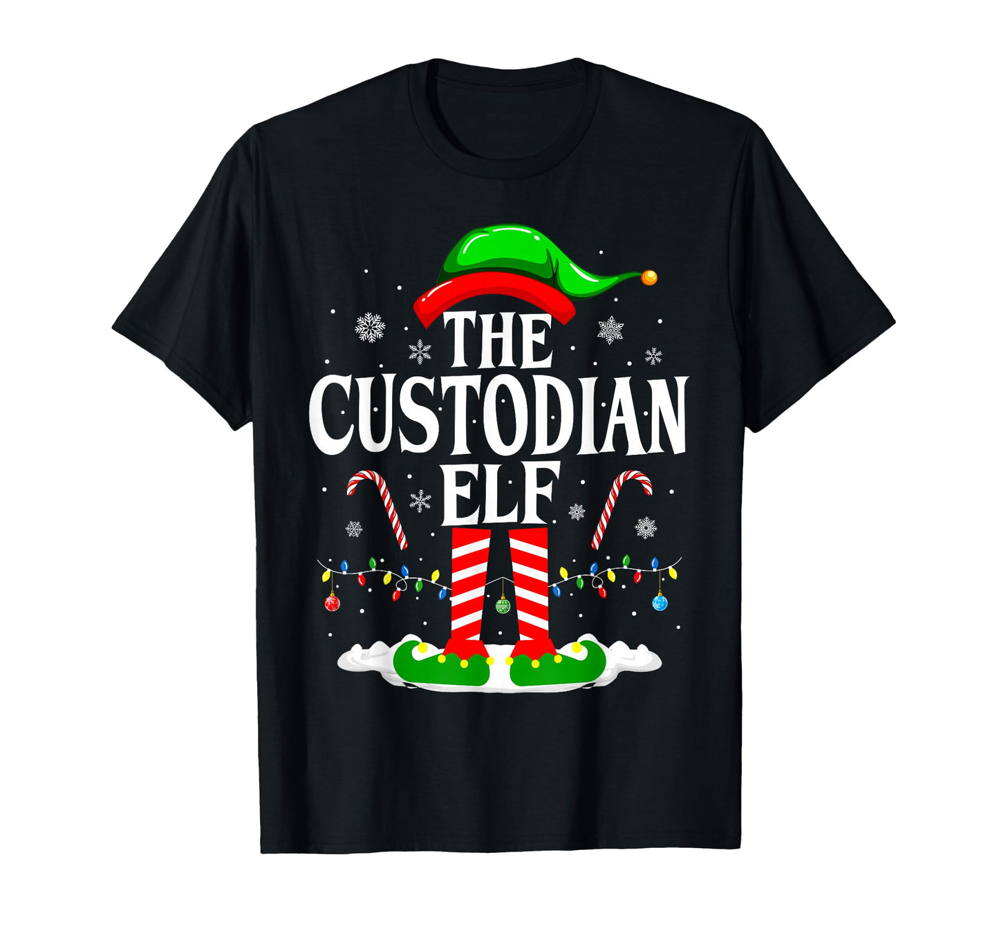 The Custodian Elf Xmas Funny Janitor Christmas Custodian T-Shirt