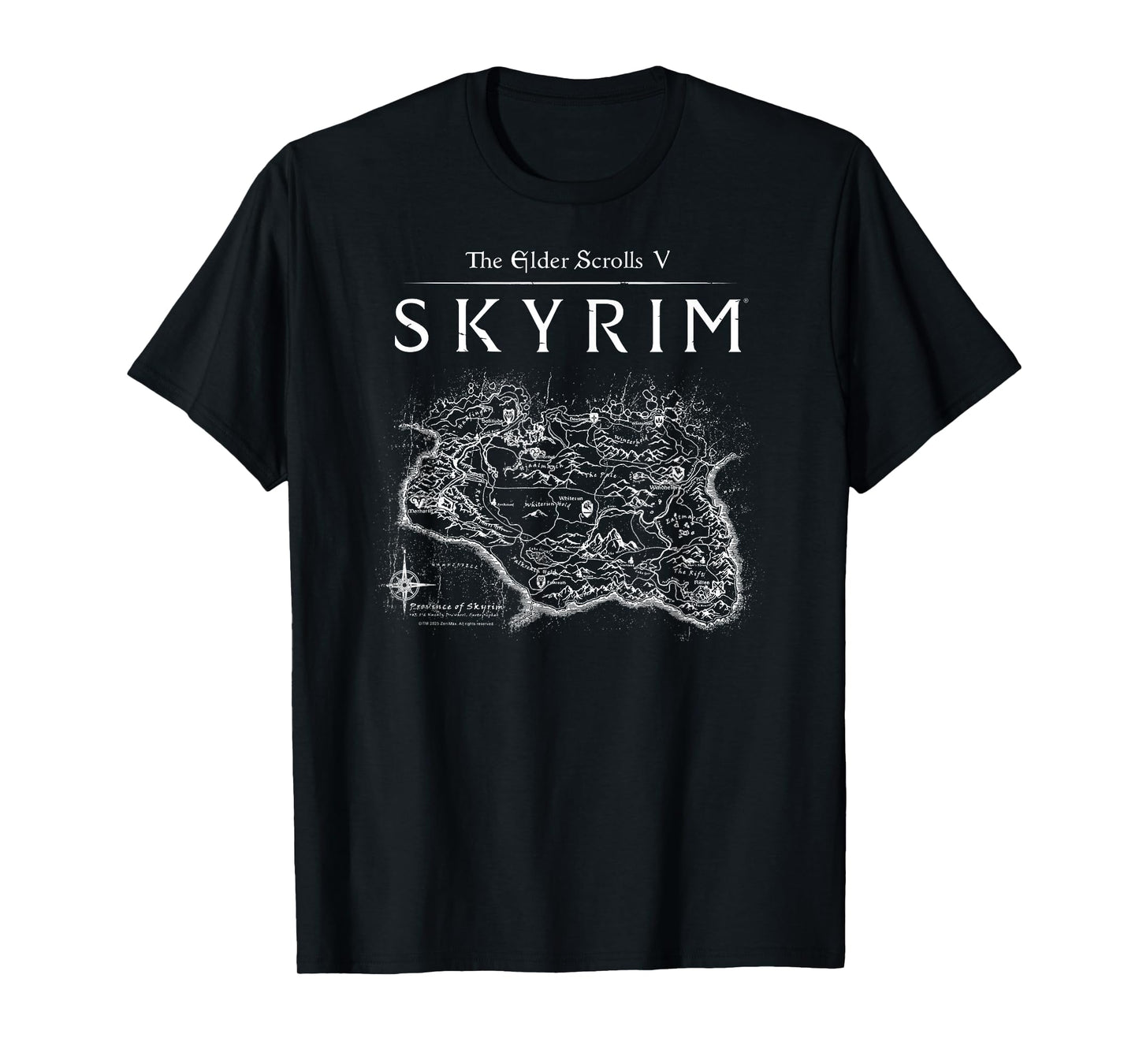 Elder Scrolls Skyrim Province Map Video Game T-Shirt