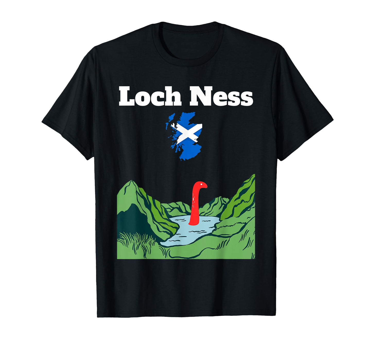 Loch Ness souvenir monster Nessie Scotland map Highland T-Shirt