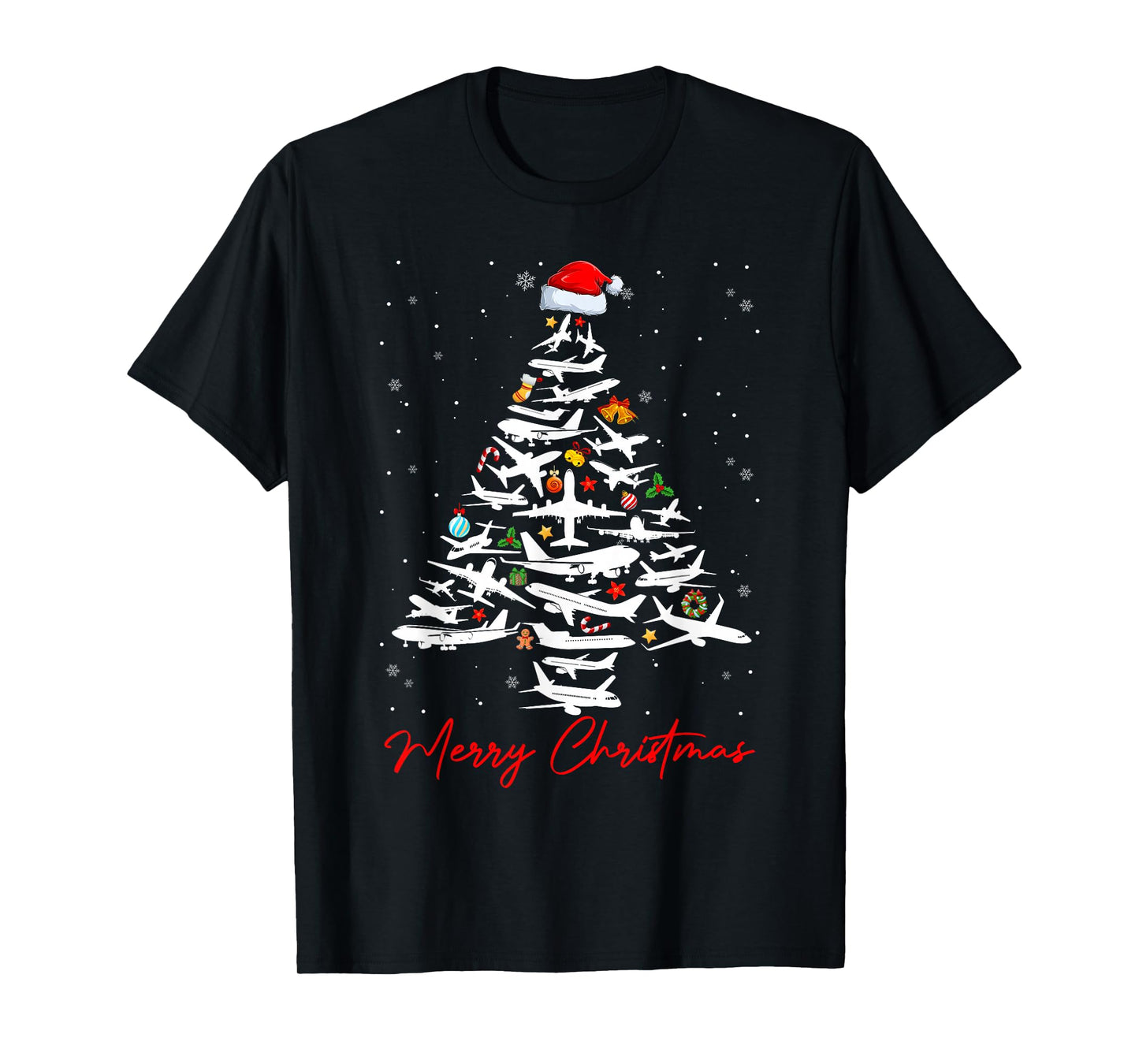 Christmas Tree Airplanes Pilots Merry Christmas Men Boys T-Shirt