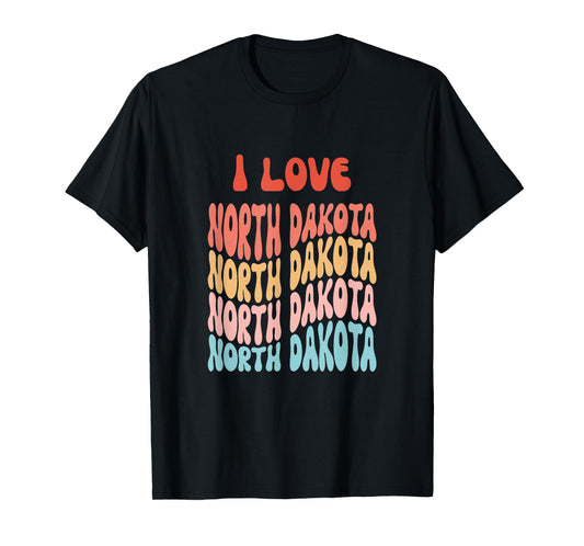 I love North Dakota - Retro State of North Dakota USA T-Shirt