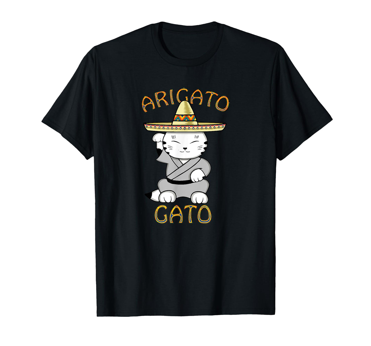 Arigato Gato Japanese Mexican Neko Kawaii Anime Cat Men Women Girls Kids T-Shirt