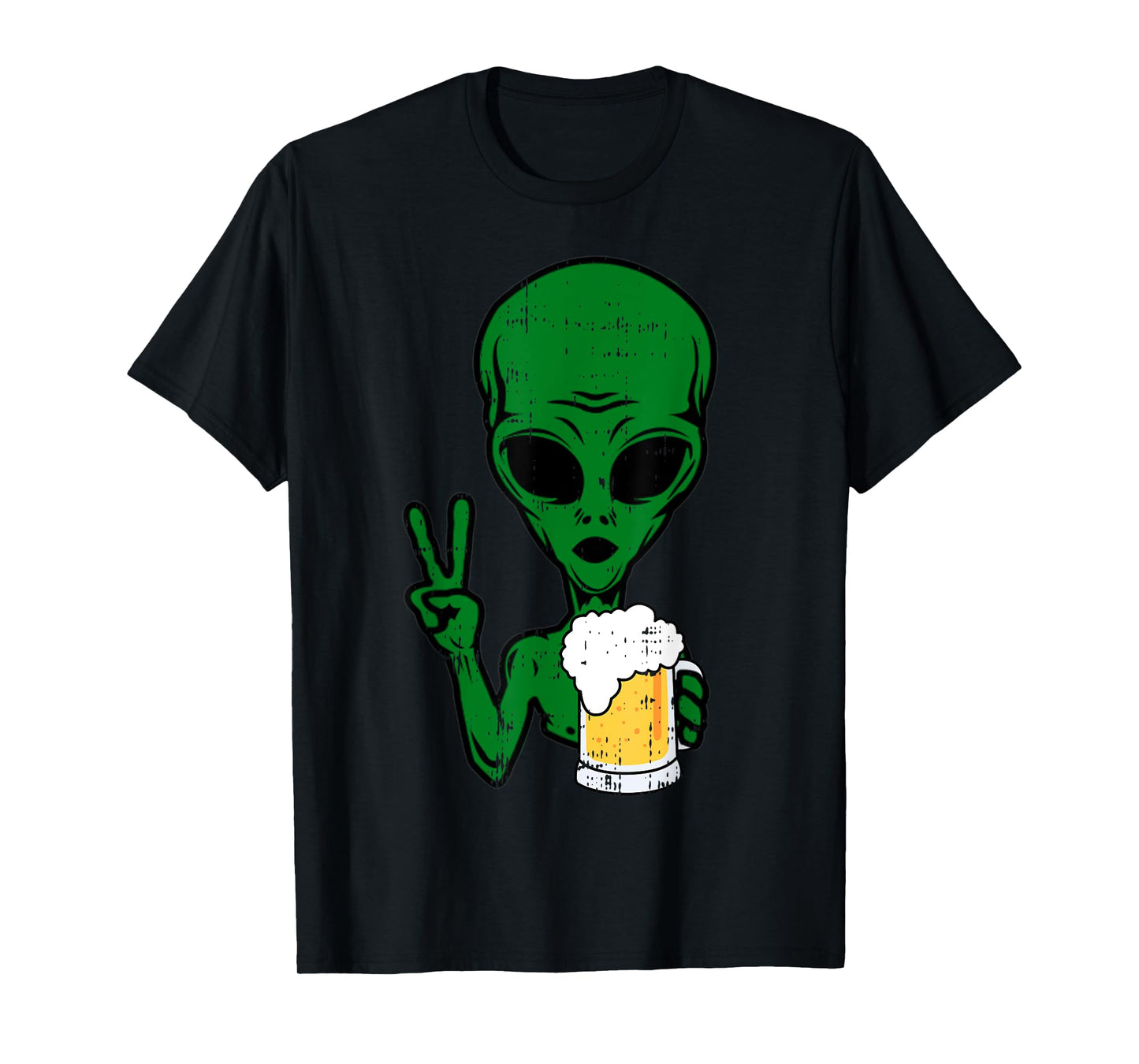 Area-51 Alien Beer Peace Sign Lazy Drinking Halloween Gift T-Shirt